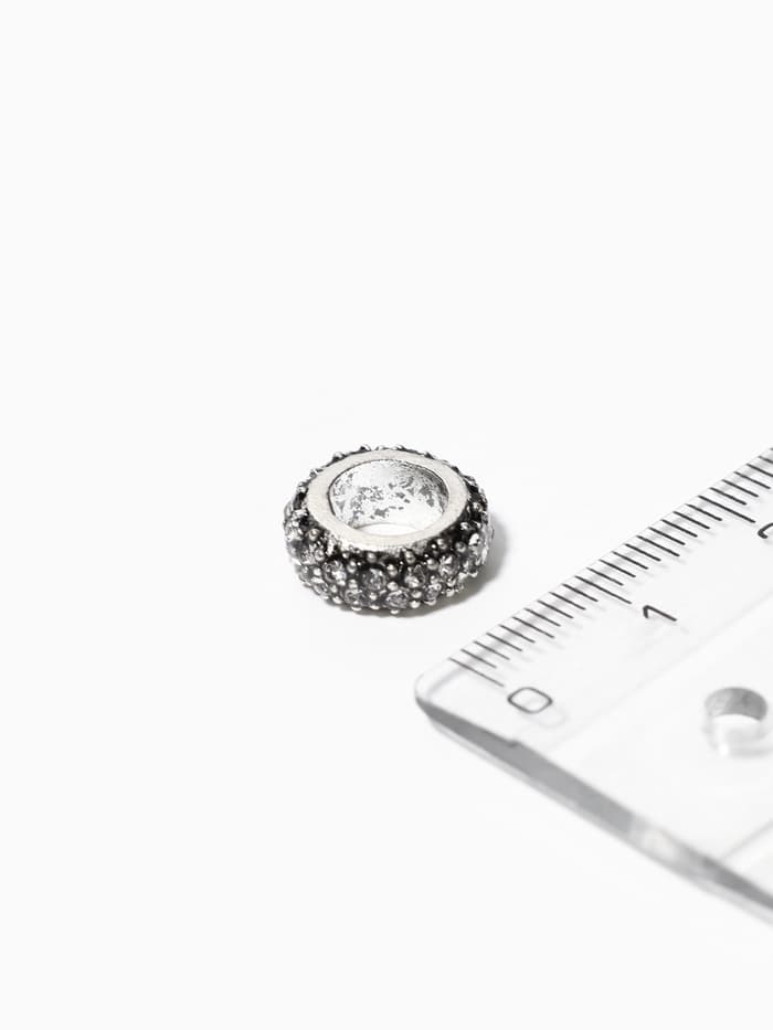 Шарм разделитель для бусин «Кольцо», блеск, белый в серебре