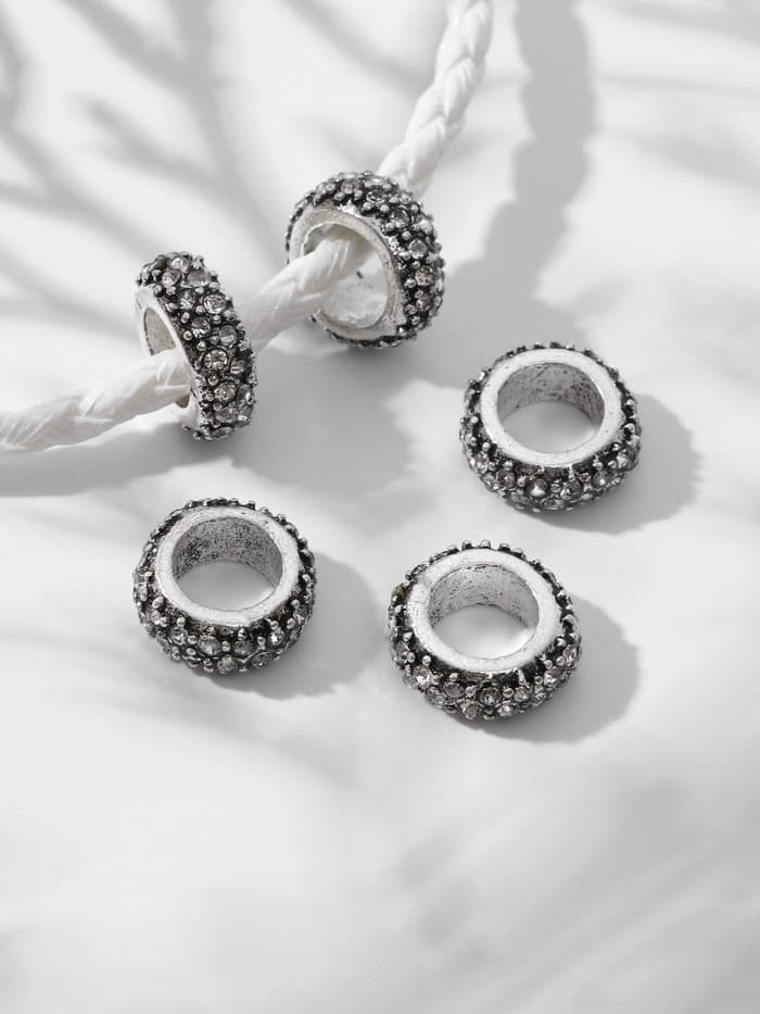 Шарм разделитель для бусин «Кольцо», блеск, белый в серебре