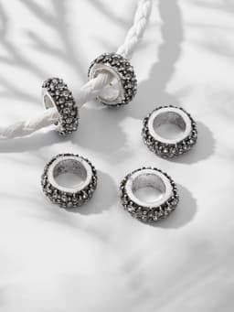 Шарм разделитель для бусин «Кольцо», блеск, белый в серебре