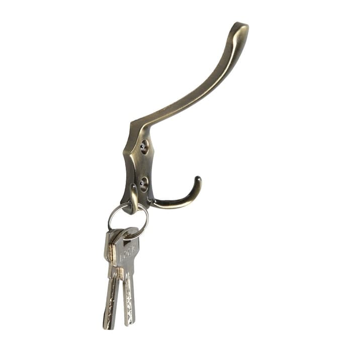 Крючок мебельный ТУНДРА TKT004, трехрожковый, бронза