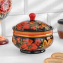 Сахарница дерево хохлома «Ягодка», 11×12 см, МИКС