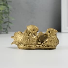 Нэцкэ фигурка «Уточки мандаринки вместе», 11×6×4.8 см, под бронзу