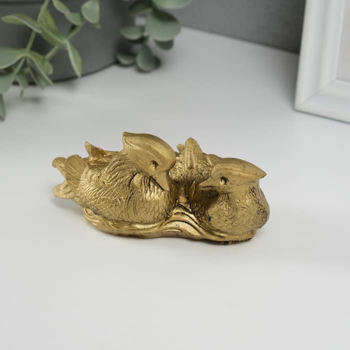 Нэцкэ фигурка «Уточки мандаринки вместе», 11×6×4.8 см, под бронзу