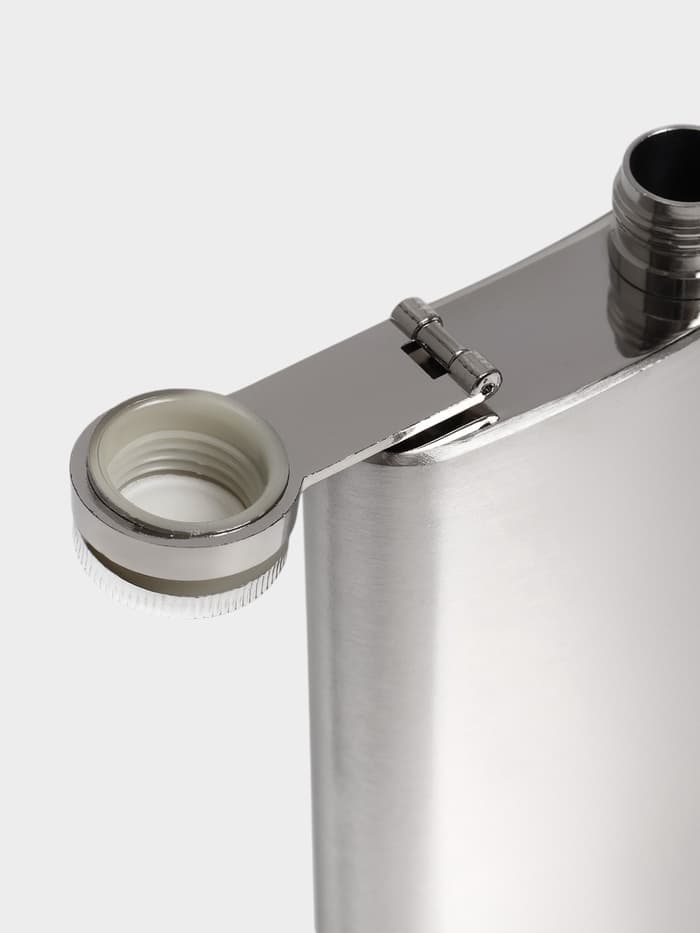 Фляжка Мастер К, 240 мл, подарочная, армейская, 8 oz, нержавеющая сталь, серебристая