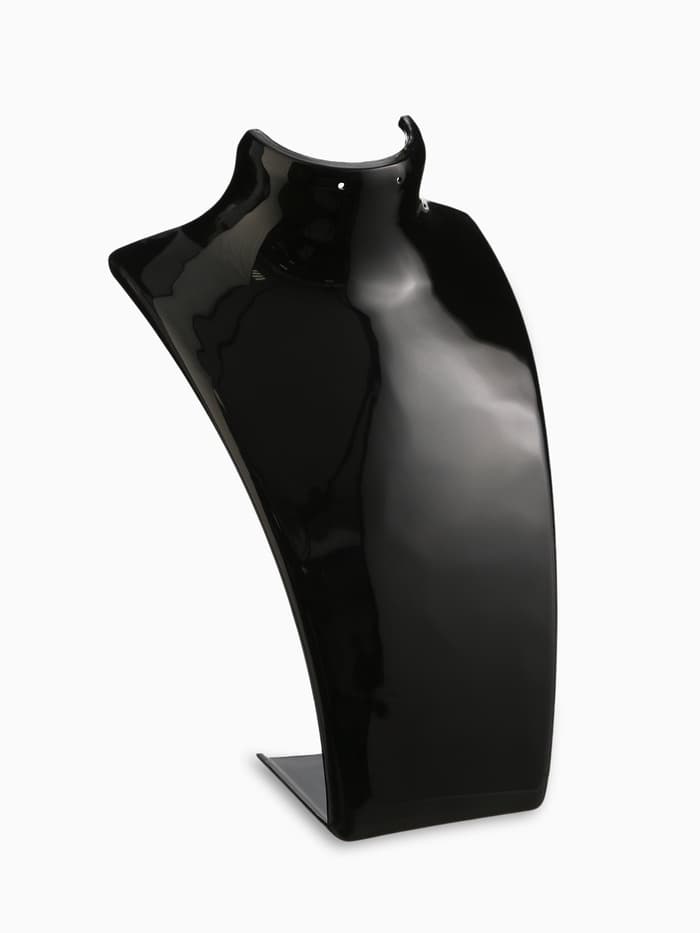 Бюст для украшений с отверстиями для серёжек QF, 13.5×10.5×20 см, h=20 см, чёрный, глянцевый