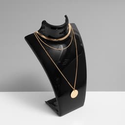 Бюст для украшений с отверстиями для серёжек QF, 13.5×10.5×20 см, h=20 см, чёрный, глянцевый