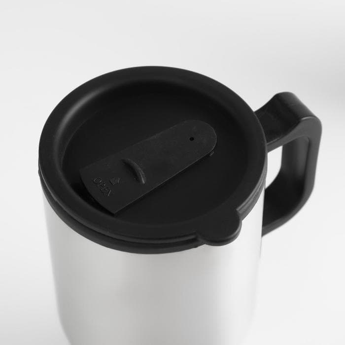 Термокружка Мастер К, 450 мл, 16×8.5 см, автомобильная, сохраняет тепло 4 ч, 16×8.5 см, нержавеющая сталь, серебристая