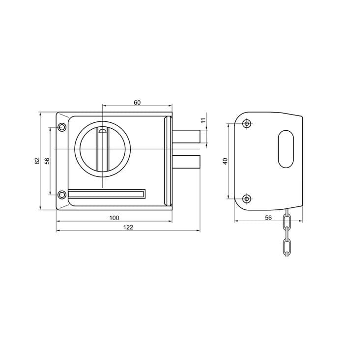 Замок накладной BORDER ЗНД-1АК (86600), левый, цепочка, полимерное покрытие
