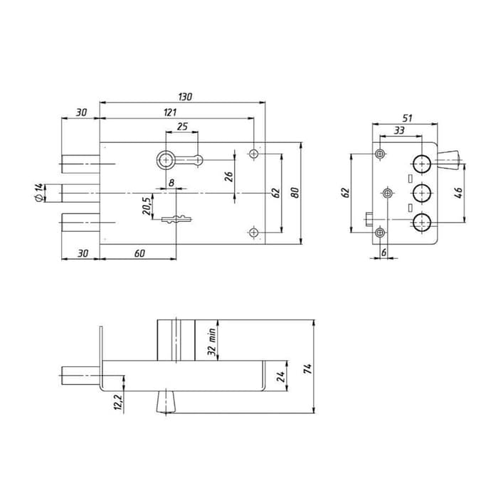Замок накладной «Сенат» ЗНС3-5 (130) Соболь, б/о, 5 ключей