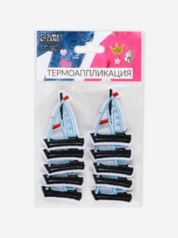 Термоаппликация «Кораблик», 4.5×3.3 см, голубая