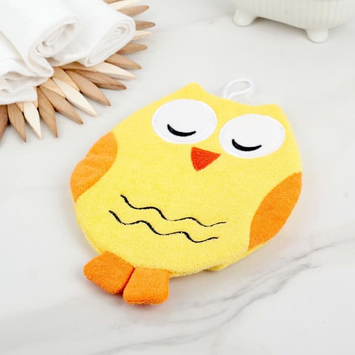 Мочалка варежка детская Доляна «Совушка», для купания, 20 см, МИКС