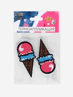Термоаппликация «Мороженое», 7.2×3.5 см, разноцветная