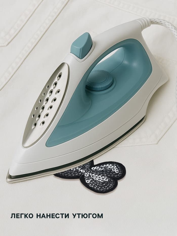 Термоаппликация «Бантик», с пайетками, 5.2×4 см, цвет серебряный