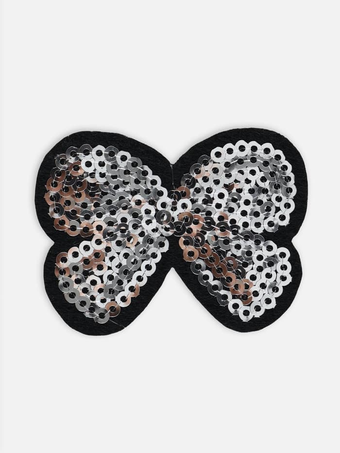 Термоаппликация «Бантик», с пайетками, 5.2×4 см, цвет серебряный