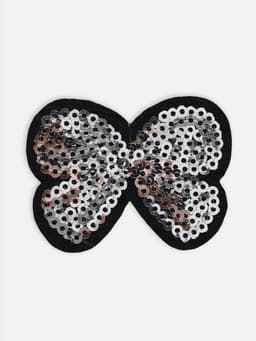 Термоаппликация «Бантик», с пайетками, 5.2×4 см, цвет серебряный