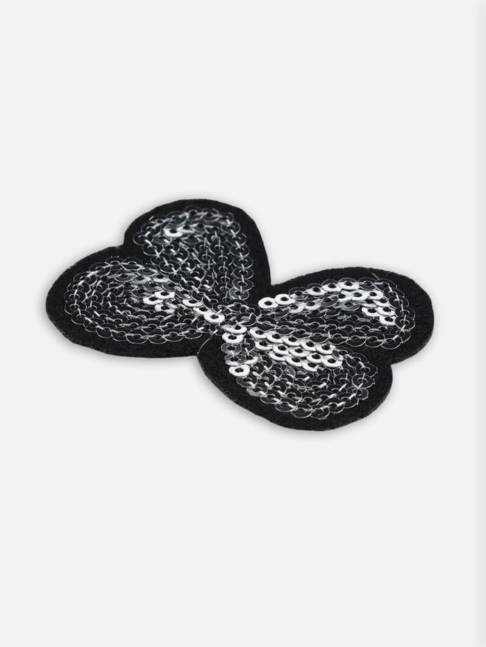 Термоаппликация «Бантик», с пайетками, 5.2×4 см, цвет серебряный