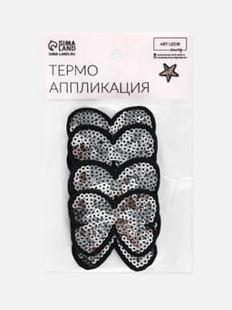 Термоаппликация «Бантик», с пайетками, 5.2×4 см, цвет серебряный
