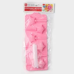 Форма для леденцов новогодняя Доляна «Звездочёт», силикон, 9.5×24×1 см, 6 ячеек (4.2×3.8 см), с палочками, МИКС