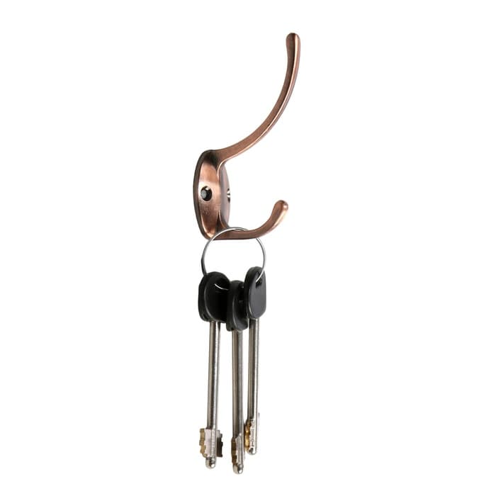 Крючок мебельный ТУНДРА TKd=012, двухрожковый, медь