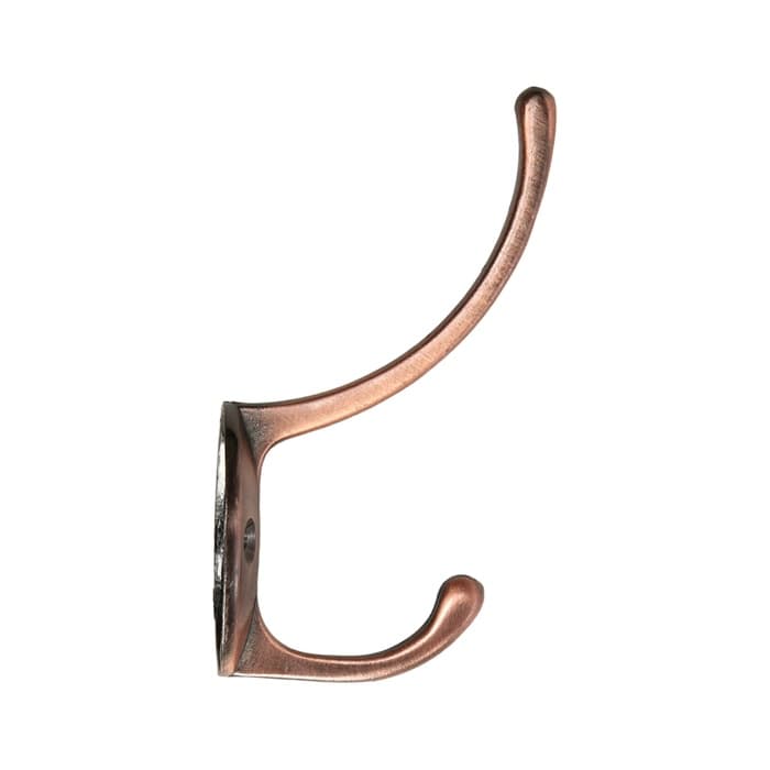 Крючок мебельный ТУНДРА TKd=012, двухрожковый, медь