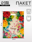 Пакет «Винтаж», полиэтиленовый с вырубной ручкой, 60 мкм, 38×47 см