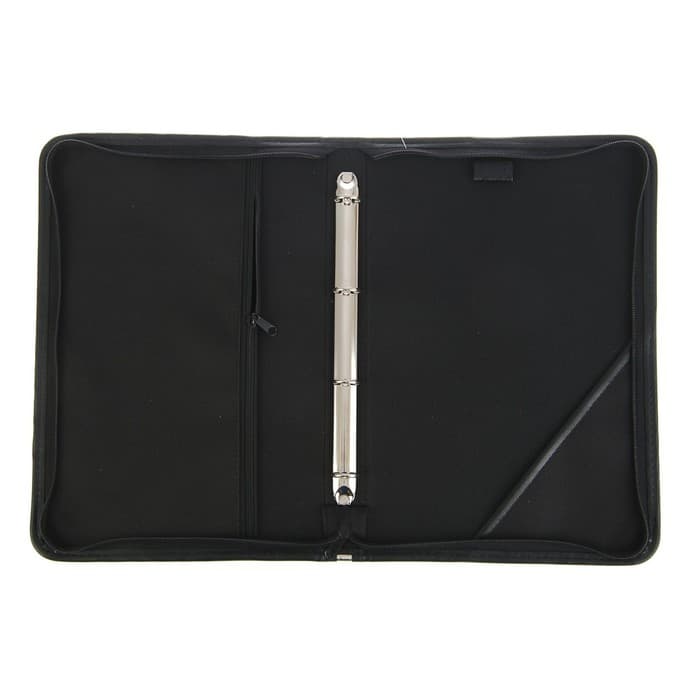 Папка деловая Calligrata «Лайт», искусственная кожа, для бумаг, для офиса, с кольцевым механизмом 4, 360×260×30 мм, чёрная