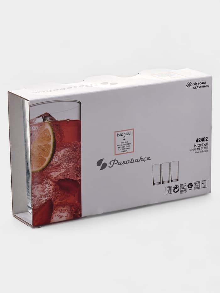 Набор стаканов Paşabahçe Istanbul, 290 мл, 3 шт., стекло, прозрачный