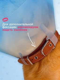 Ветеринарный воротник с креплением на ошейник, ОШ 13-28.5 см, высота 15 см, без ошейника