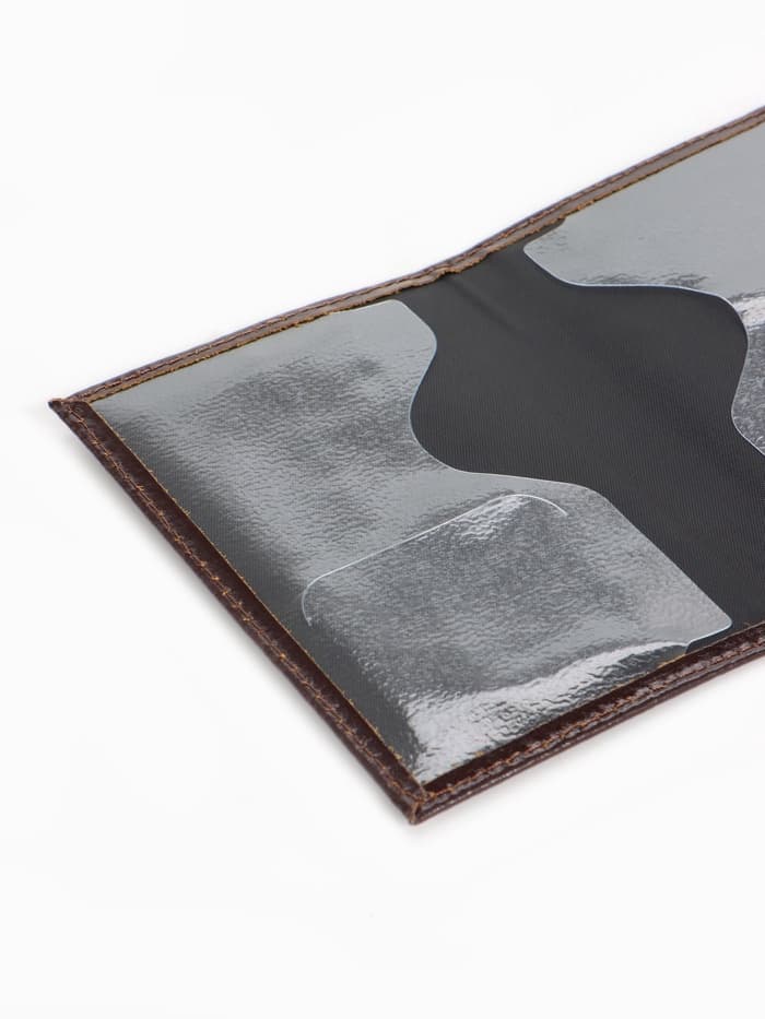 Обложка для паспорта, натуральная кожа, с объёмным гербом, коричневая