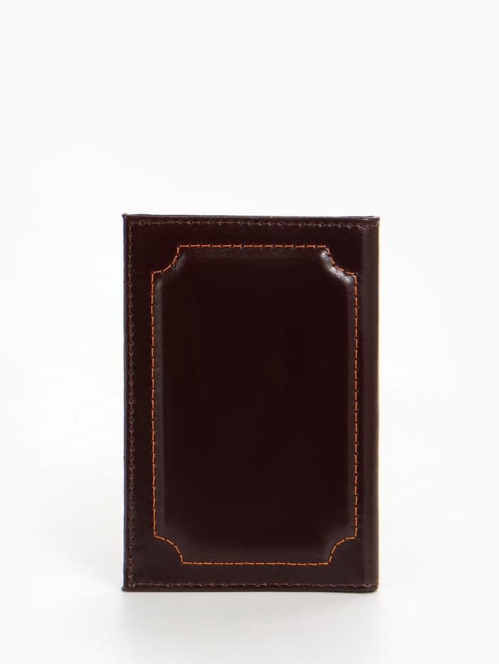 Обложка для паспорта, натуральная кожа, с объёмным гербом, коричневая