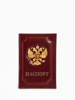 Обложка для паспорта, с гербом, бордовая
