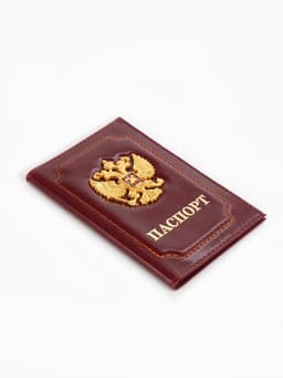 Обложка для паспорта, с гербом, бордовая