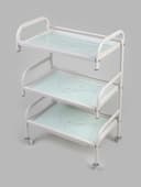 Столик косметолога 52×32×80, на колеса×, 3 полки, белый (РИСУНОК НА СТЕКЛЕ МИКС)