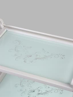 Столик косметолога 52×32×80, на колеса×, 3 полки, белый (РИСУНОК НА СТЕКЛЕ МИКС)