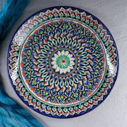 Ляган узбекский Риштанская Керамика «Узоры», d=36 см, синий