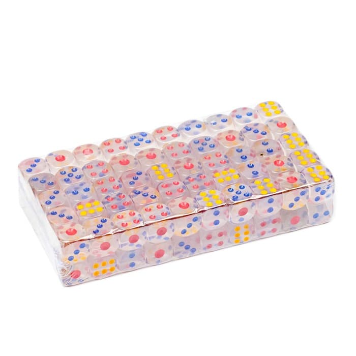 Кости игральные, кубики для настольных игр 1.4×1.4 см, фасовка 100 шт., прозрачные