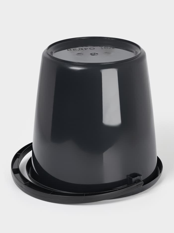 Ведро хозяйственное, 10 л, d=29 см, h=28 см, пластик, чёрное