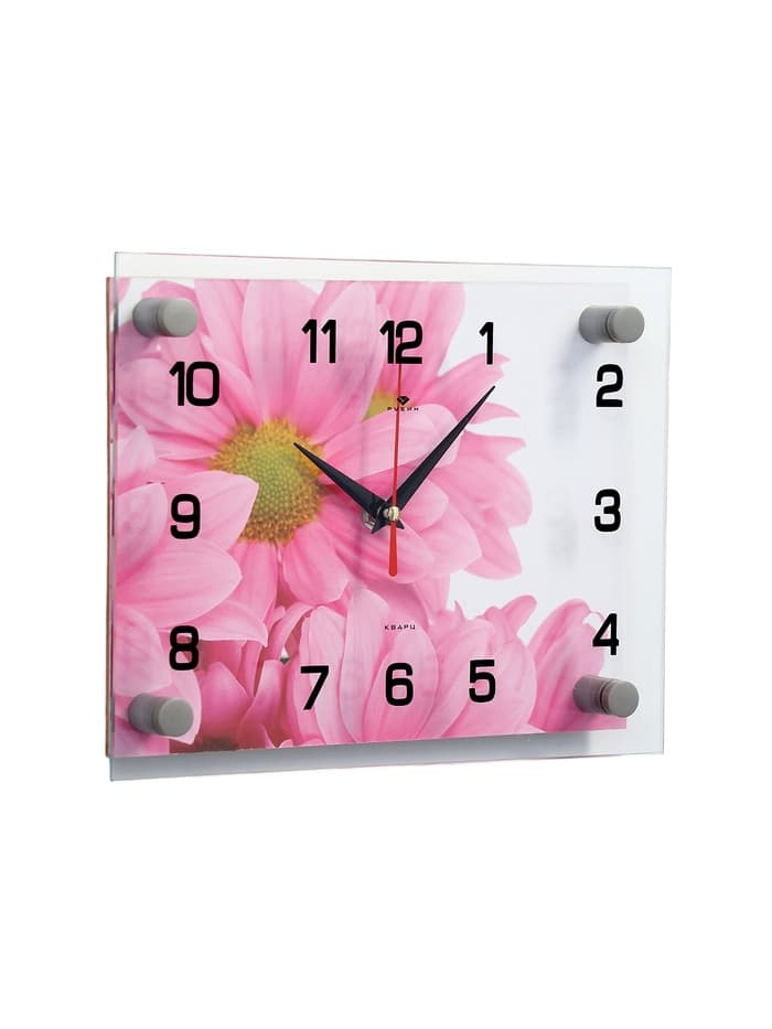 Часы настенные: Цветы, бесшумные, 20×26 см