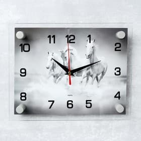 Часы настенные, интерьерные «Тройка лошадей», бесшумные, 20×26 см