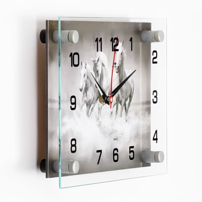 Часы настенные, интерьерные «Тройка лошадей», бесшумные, 20×26 см