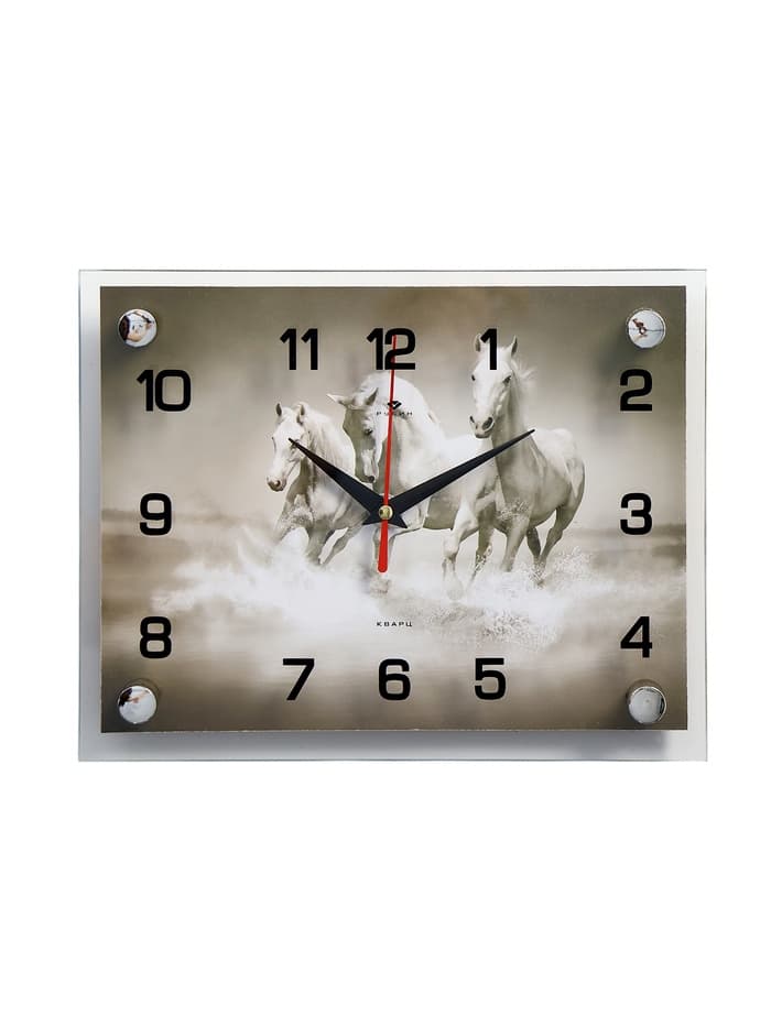 Часы настенные, интерьерные «Тройка лошадей», бесшумные, 20×26 см