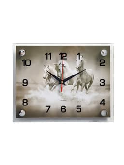 Часы настенные, интерьерные «Тройка лошадей», бесшумные, 20×26 см
