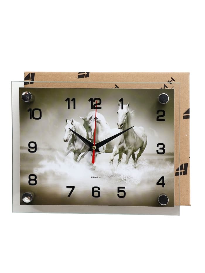 Часы настенные, интерьерные «Тройка лошадей», бесшумные, 20×26 см