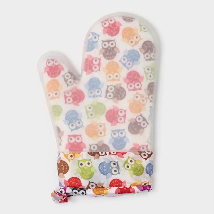 Рукавица для горячего Доляна «Совы», силикон, 28×19 см