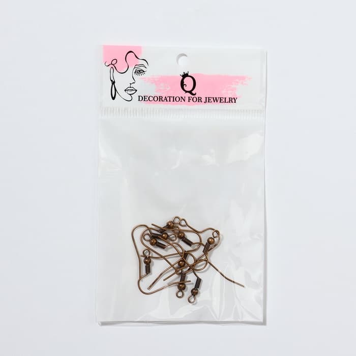 Швензы для сережек-крючки с бусиной (набор 5 пар), цвет чернёная медь