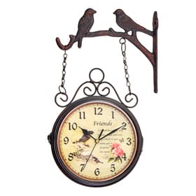 Часы настенные интерьерные «Птички», двусторонние, на подвесе, бесшумные, плавный ход, 24×40 см, циферблат d=17 см, от батареек 2×АА