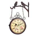 Часы настенные интерьерные «Птички», двусторонние, на подвесе, бесшумные, плавный ход, 24×40 см, циферблат d=17 см, от батареек 2×АА