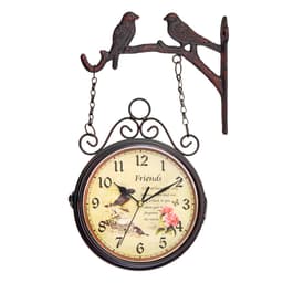 Часы настенные интерьерные «Птички», двусторонние, на подвесе, бесшумные, плавный ход, 24×40 см, циферблат d=17 см, от батареек 2×АА