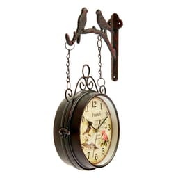 Часы настенные интерьерные «Птички», двусторонние, на подвесе, бесшумные, плавный ход, 24×40 см, циферблат d=17 см, от батареек 2×АА