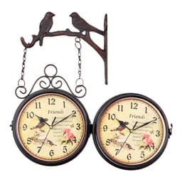 Часы настенные интерьерные «Птички», двусторонние, на подвесе, бесшумные, плавный ход, 24×40 см, циферблат d=17 см, от батареек 2×АА